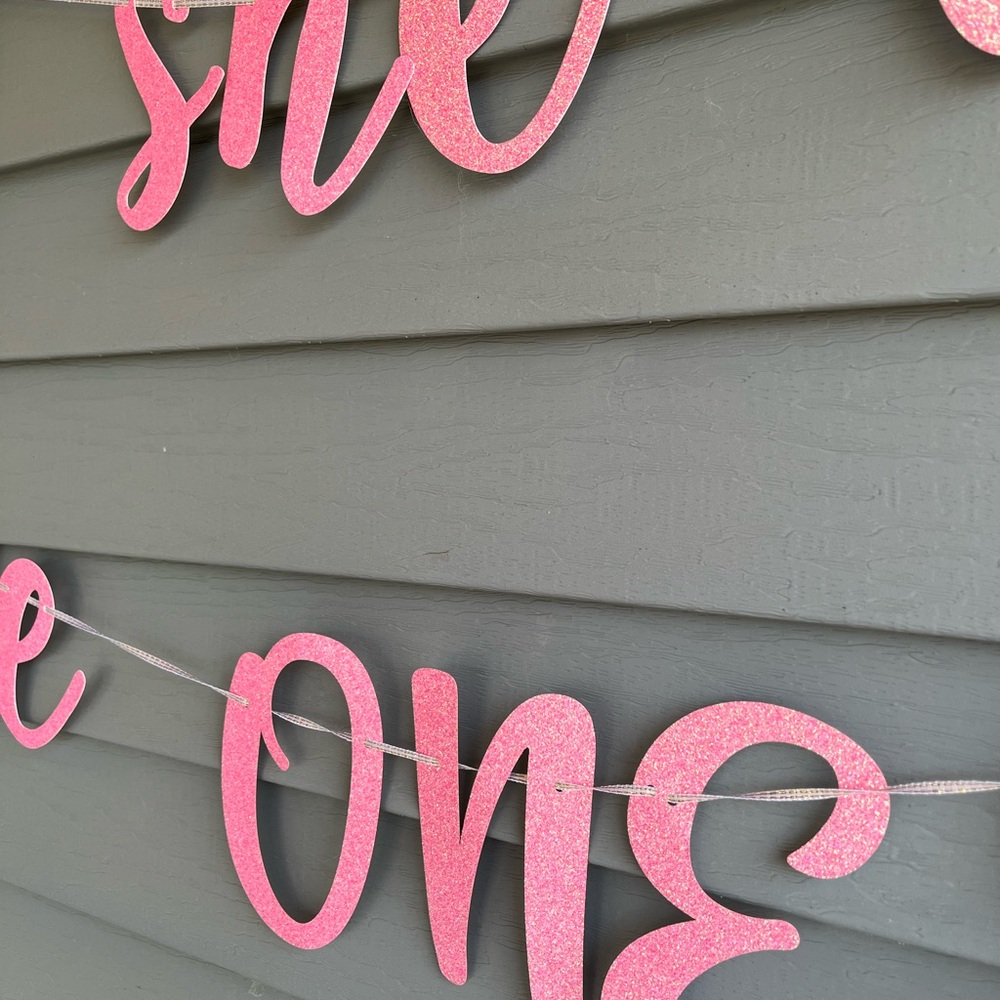 Girls First Birthday Decor, Banner & Cake Candle - Picture 2 of 5